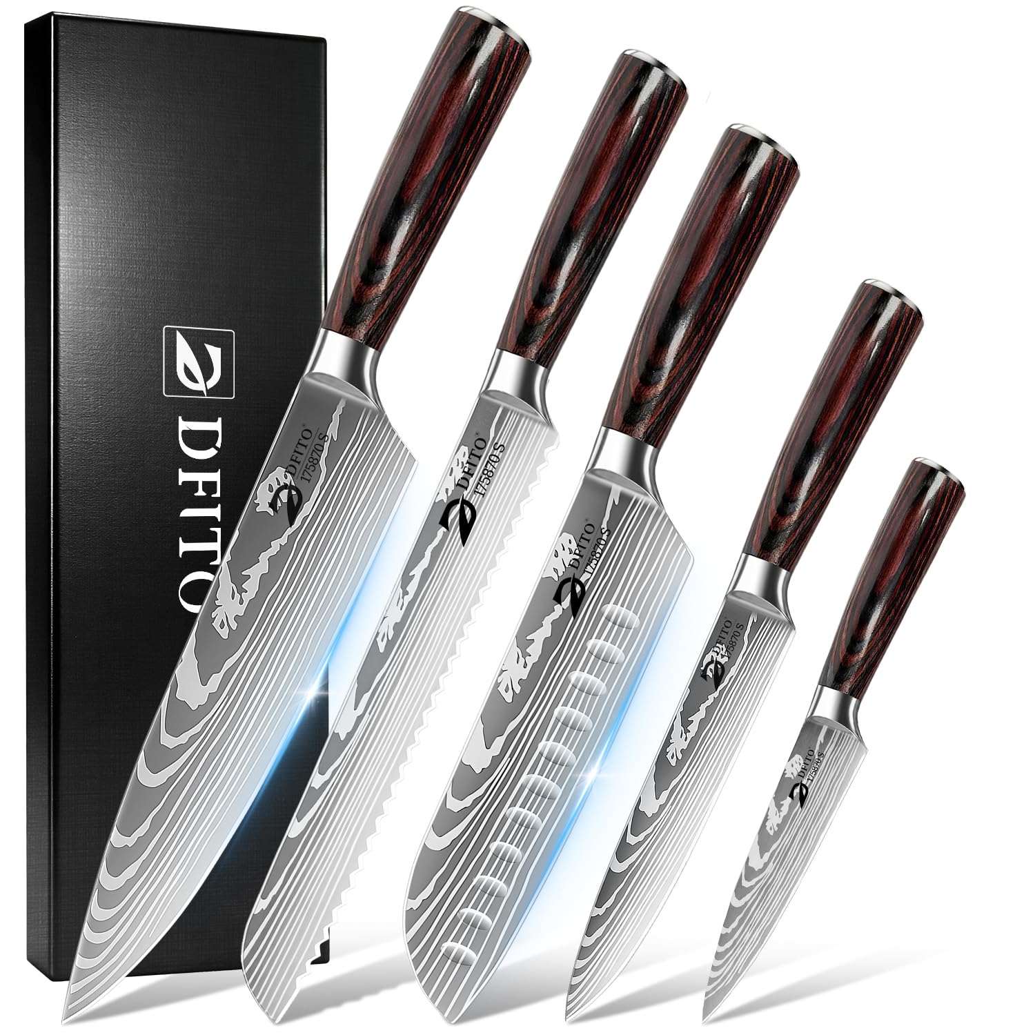 Amazon.com: Dfito Kitchen Knife Set, 5 Pieces High Carbon